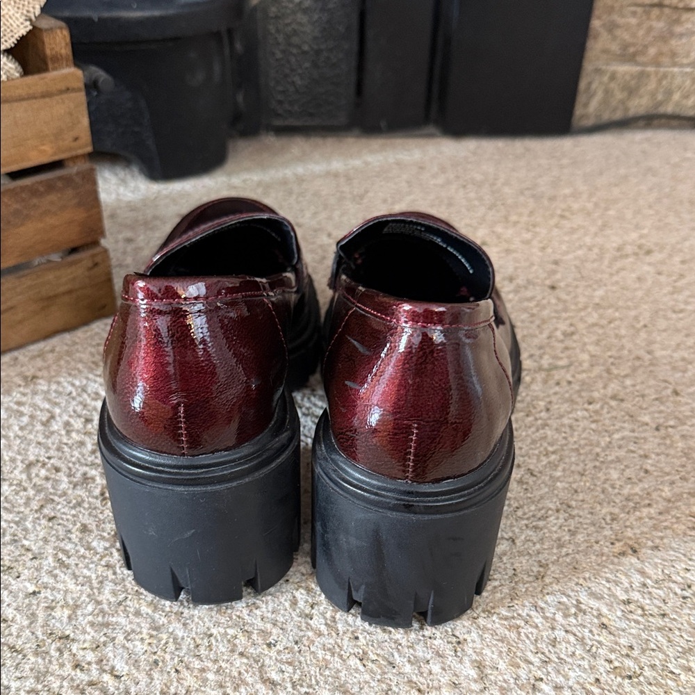 Burgundy Chunky Loafers Crown Vintage Sage Size 6 - Picture 4 of 6